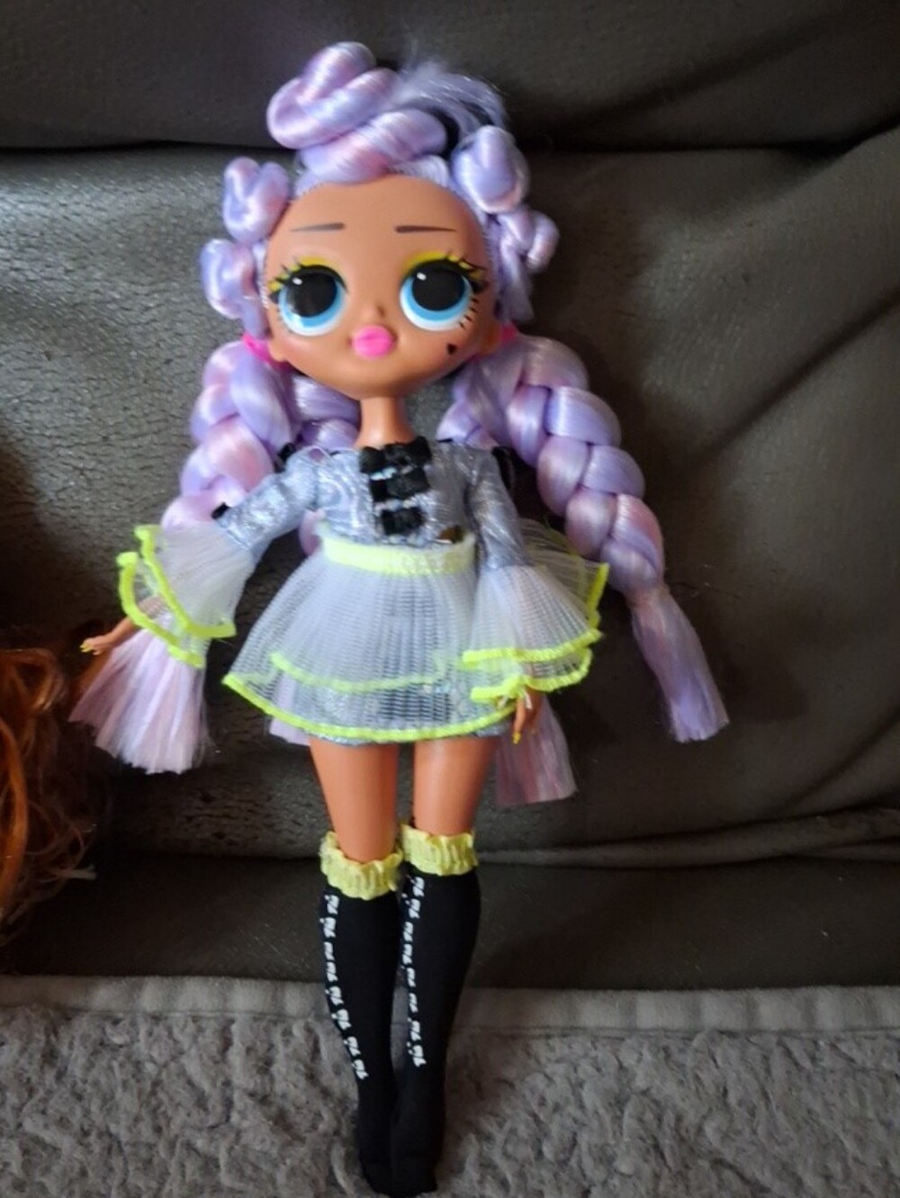 L.O.L O.M.G SURPRISE DOLL Lavender Braided Hair Fashion Doll with Neon Accents